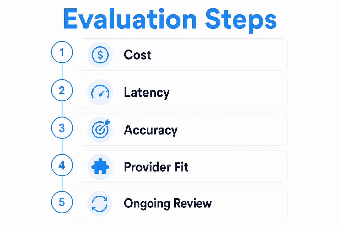 Infographic showing evaluation steps for AI providers