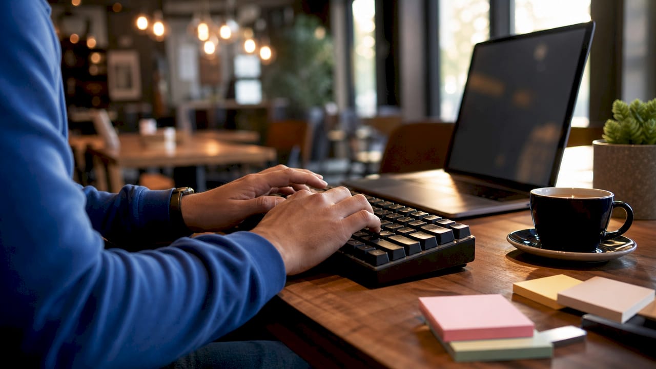 Hands typing code with API docs on developer desk