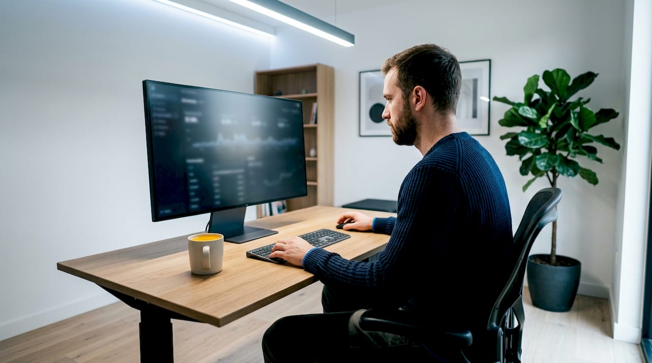 Hands operating AI cost monitoring setup