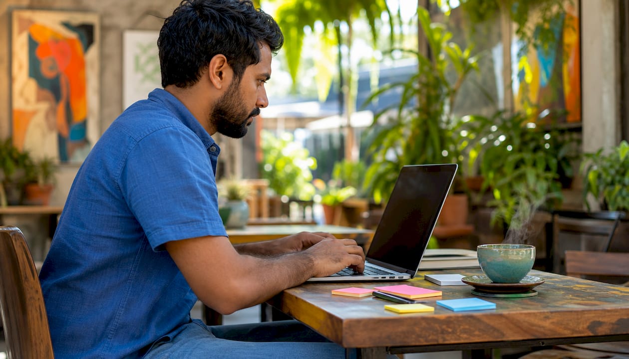 Engineer logging ML training metrics at laptop