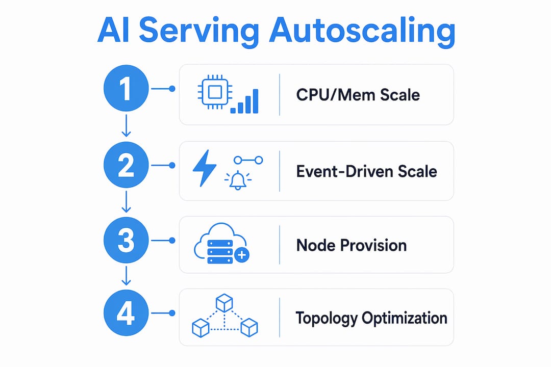 Infographic illustrating AI autoscaling steps on Kubernetes