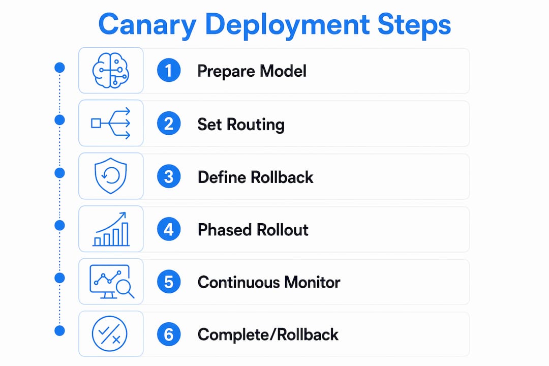 Infographic outlining AI canary deployment process
