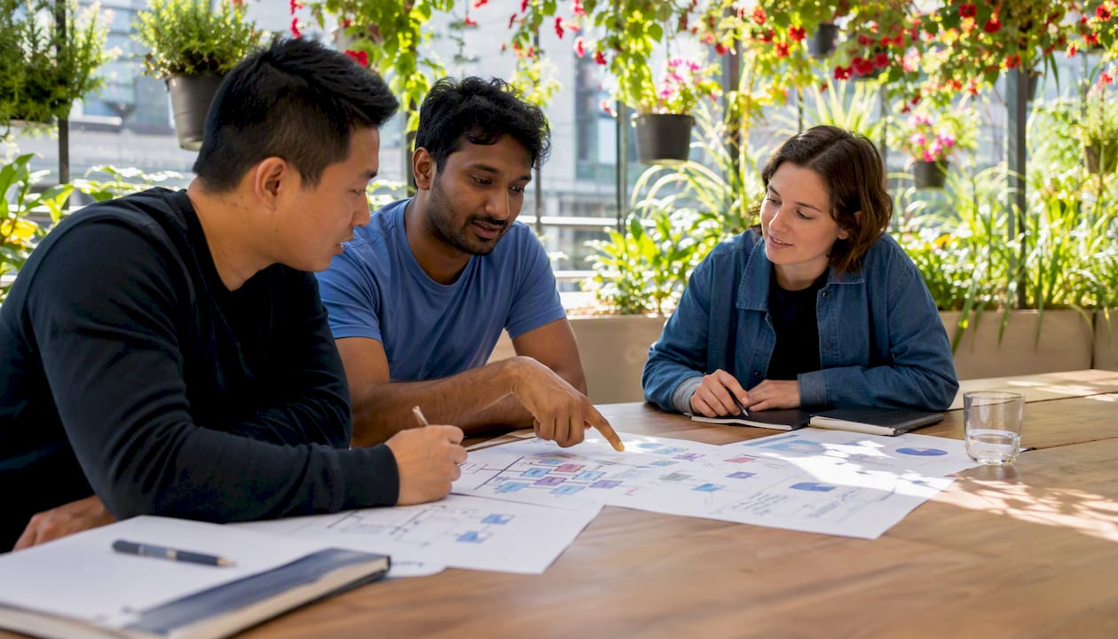 Engineering team discussing AI observability pipeline