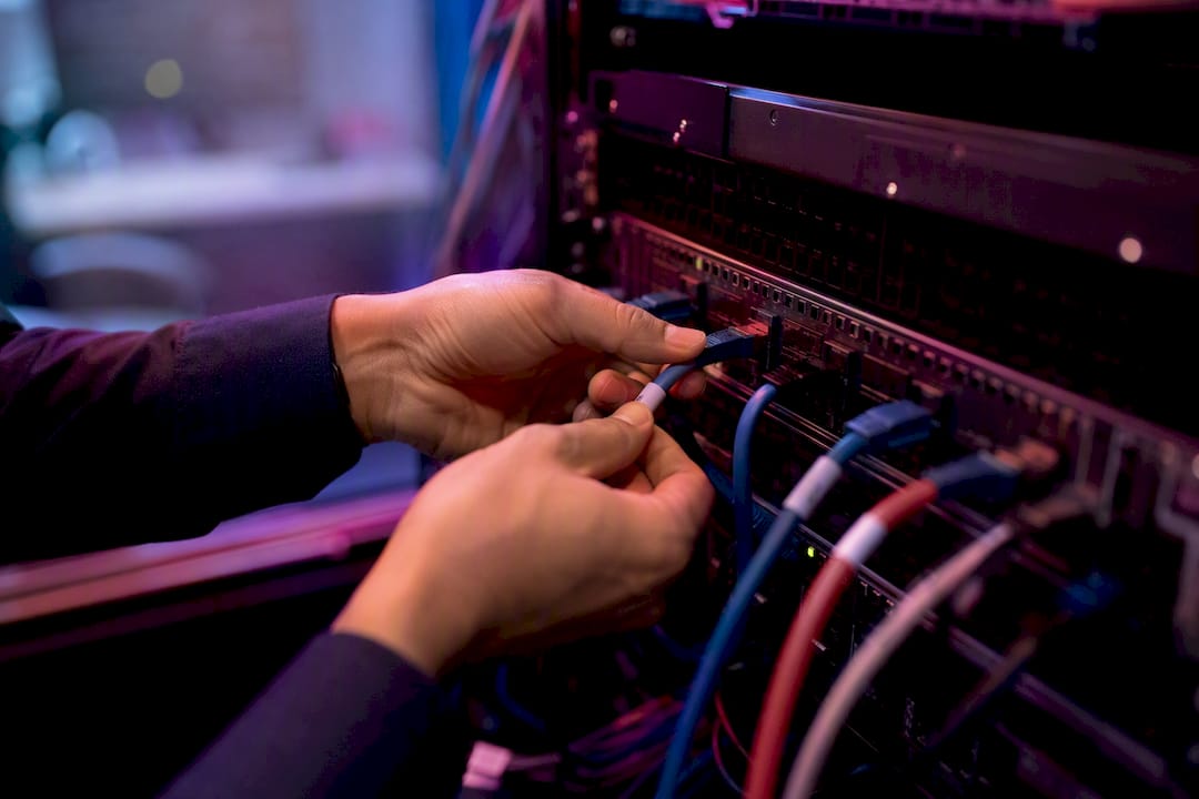Hands wiring secure network interface panel