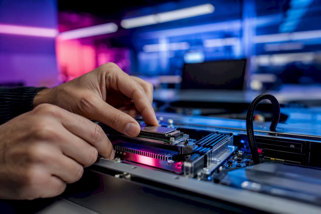 Hands adjusting hardware to reduce network latency