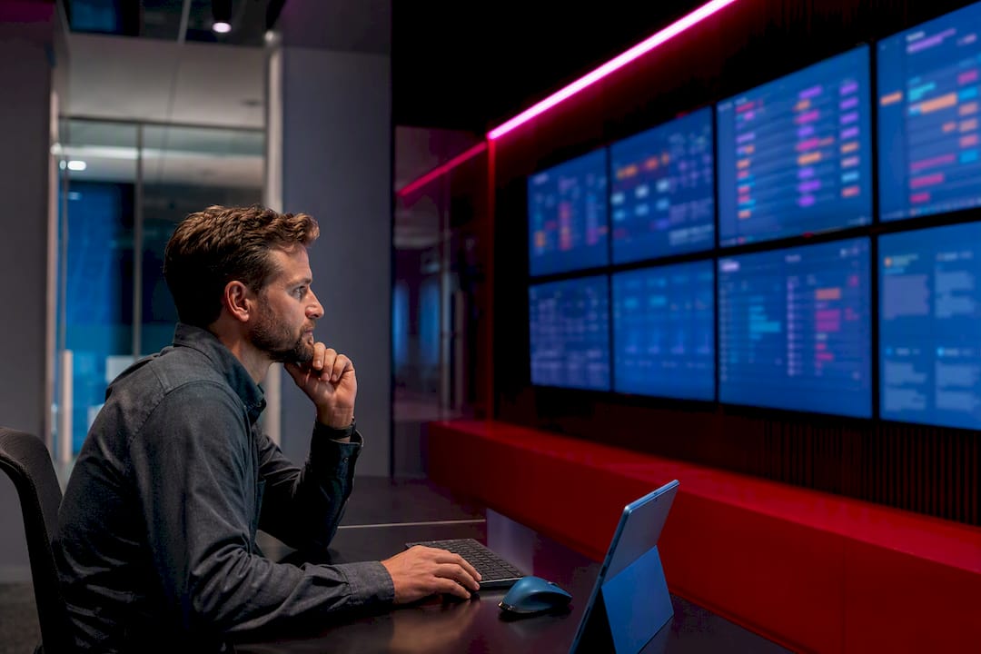 Secure room displaying AI audit activity