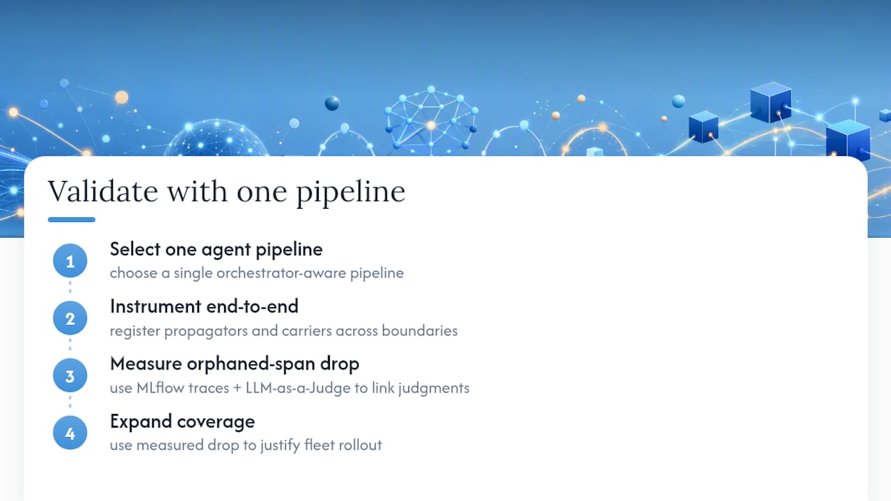 Instrumenting One Pipeline End to End Is the Fastest Way to Prove This Works — overview diagram