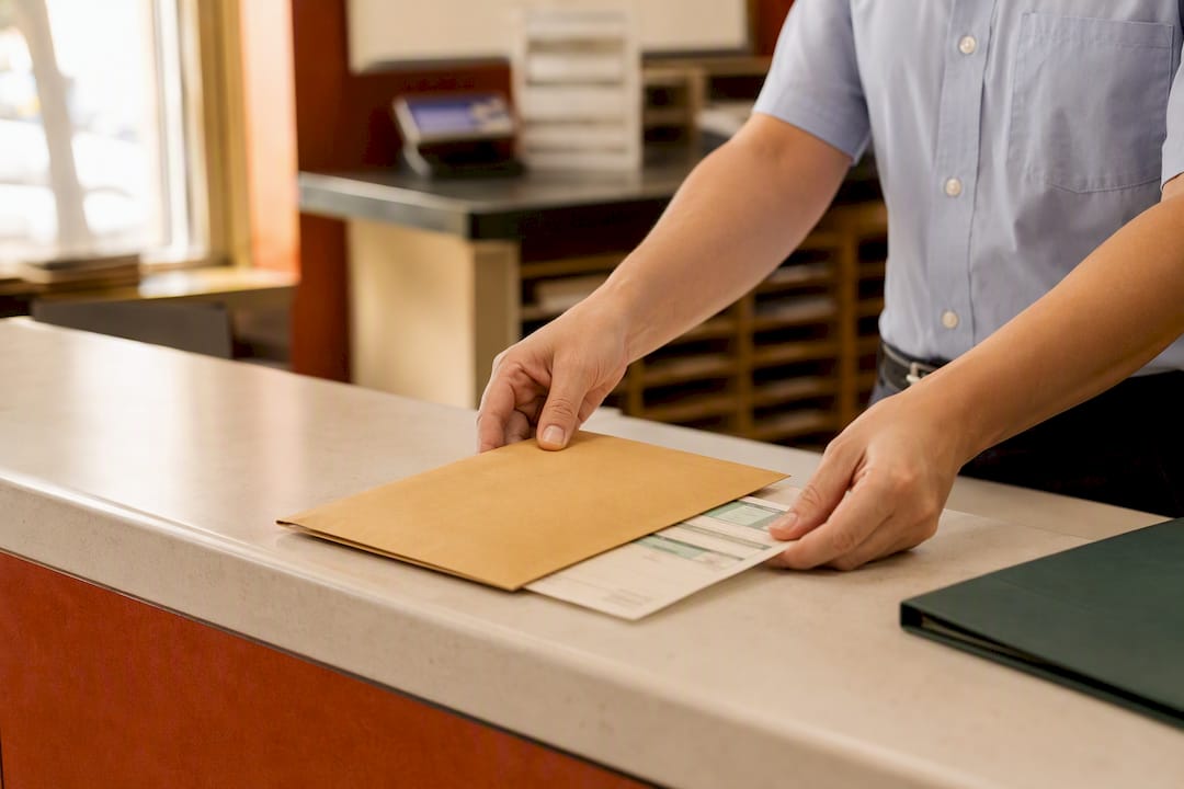 Sealed legal envelope with delivery receipt