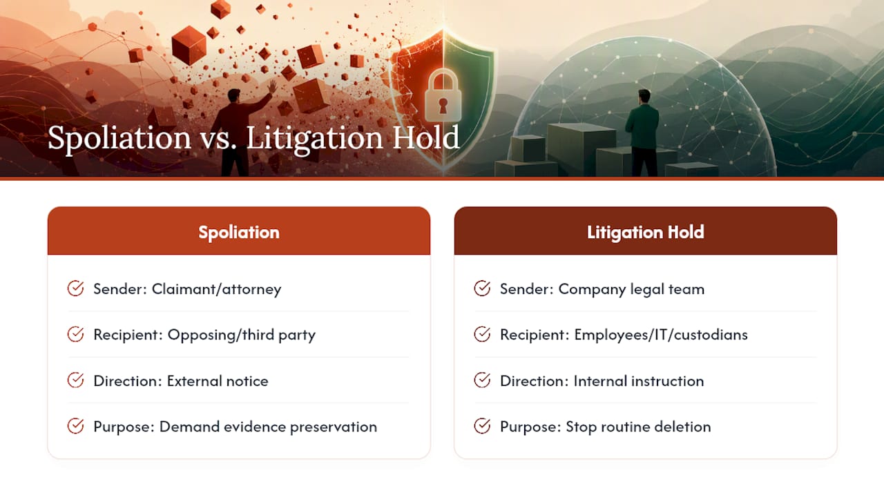 Spoliation letter versus litigation hold comparison