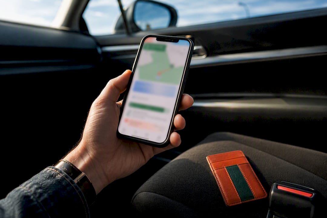 Passenger reviewing rideshare trip record