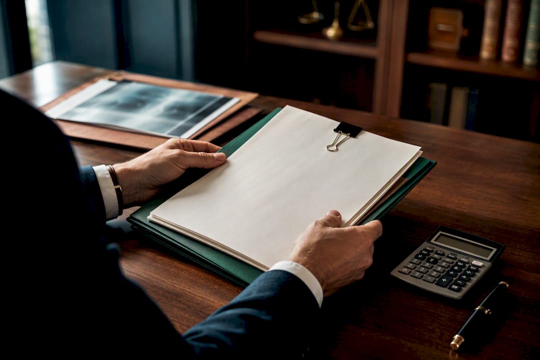 Attorney organizing personal injury demand packet