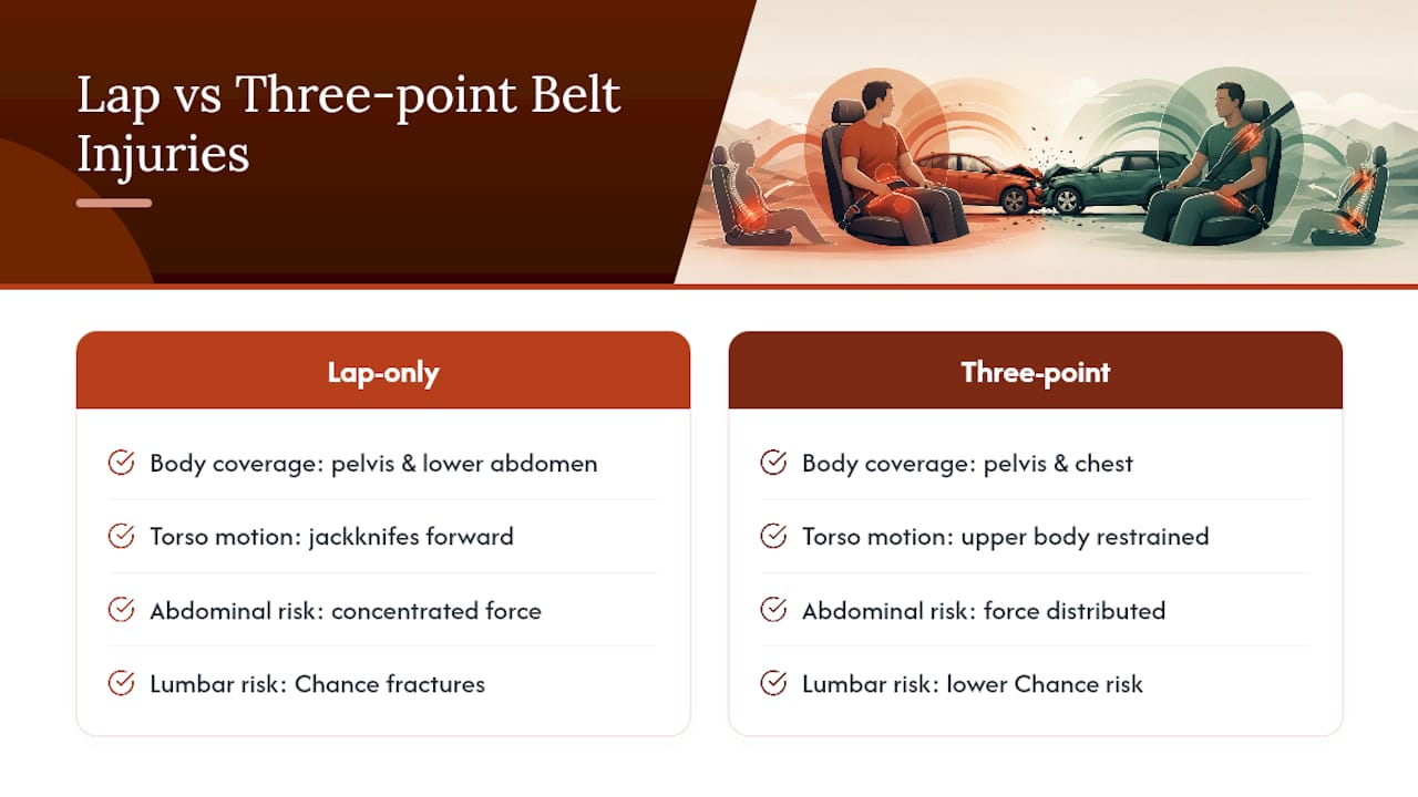 Lap belt and three-point belt comparison