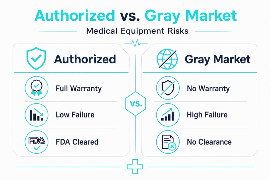 Comparison of authorized versus gray market equipment