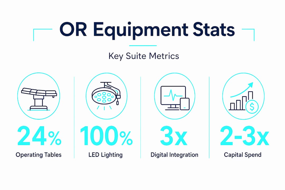 Infographic showing operating room equipment statistics