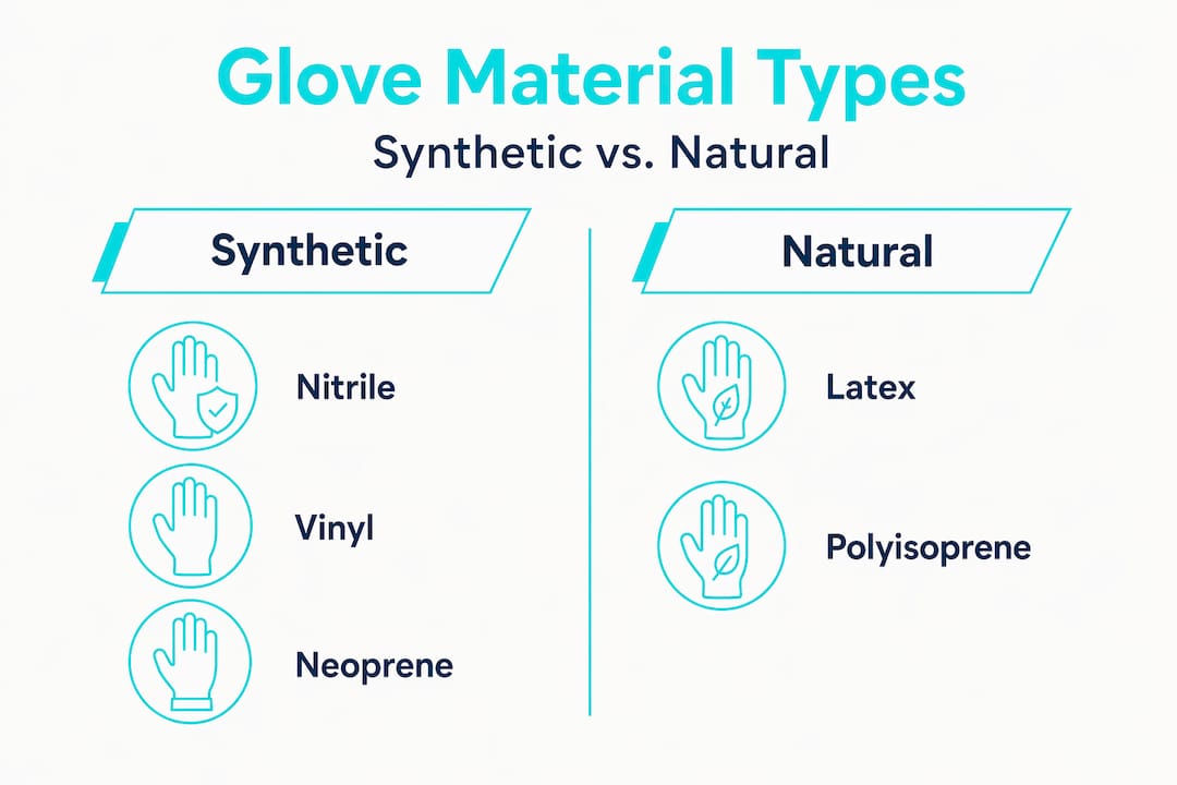 Infographic comparing synthetic and natural glove types