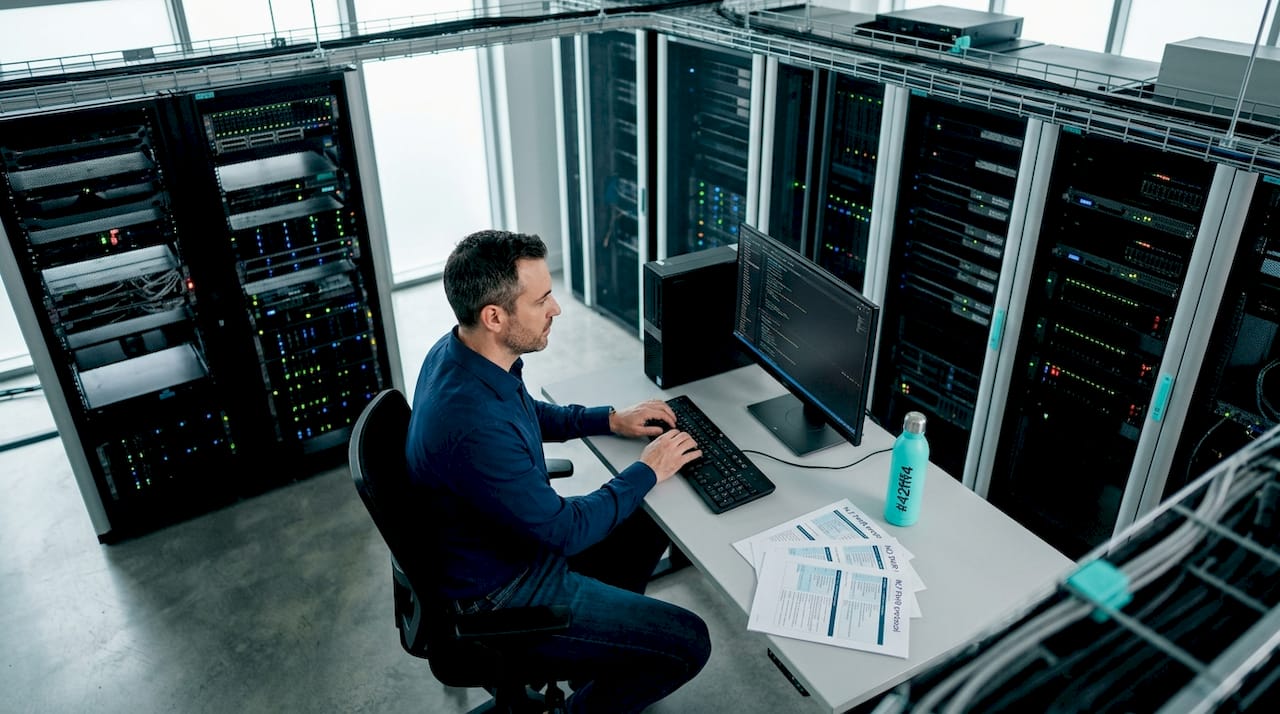 IT technician manages medical terminology server