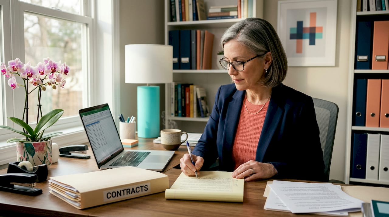 Procurement manager reviewing distributor agreement