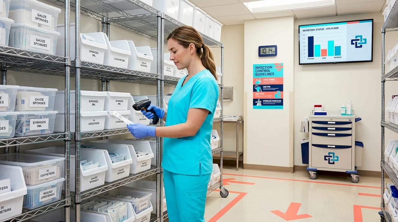 Sterile hospital supply room inventory check