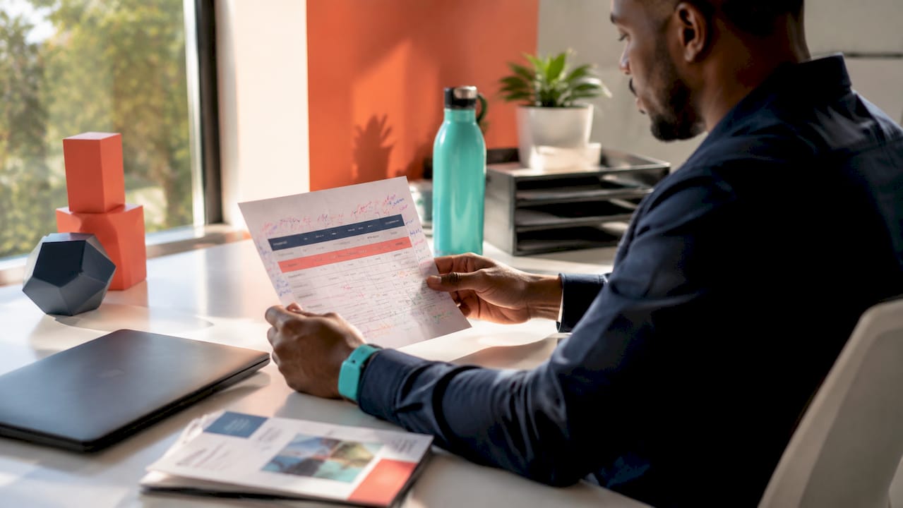 Close-up hands managing tier documents