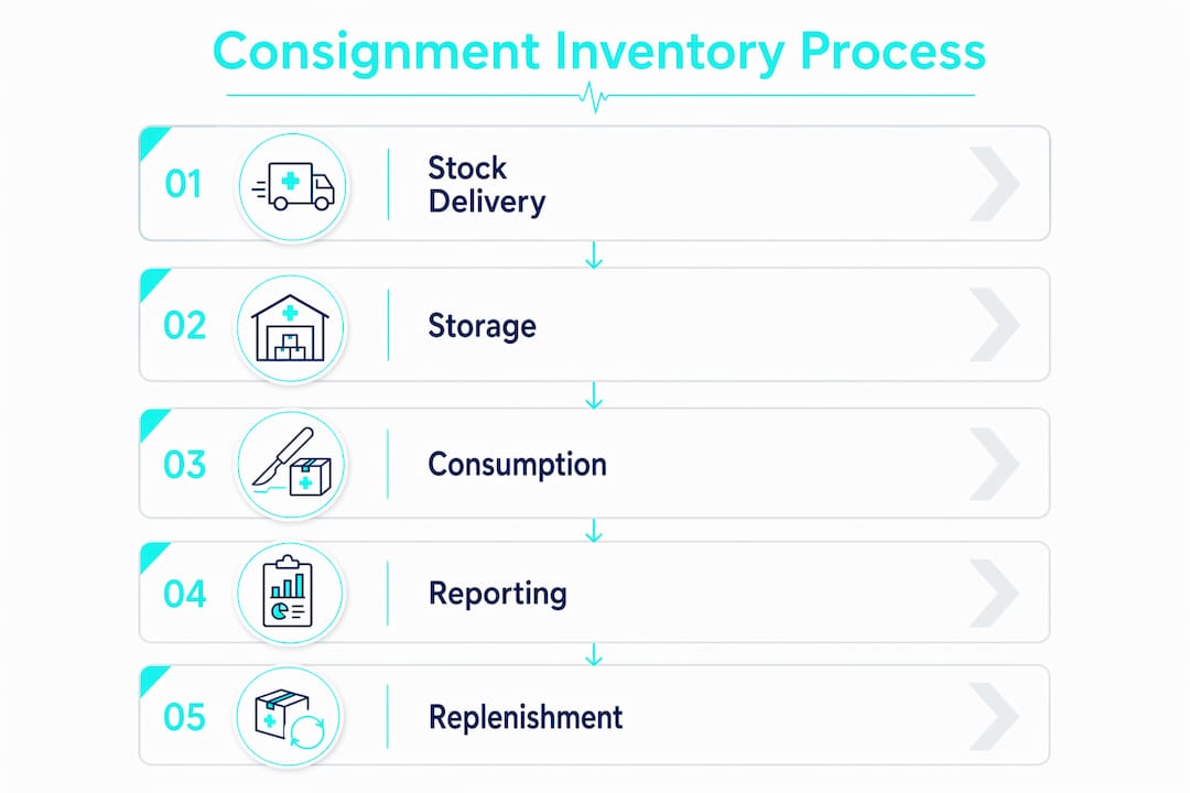 Infographic illustrating consignment inventory steps