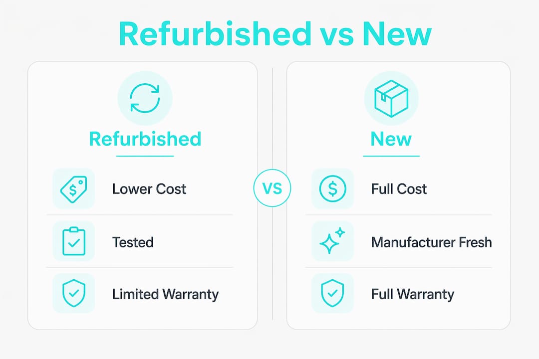 Infographic comparing refurbished and new medical equipment