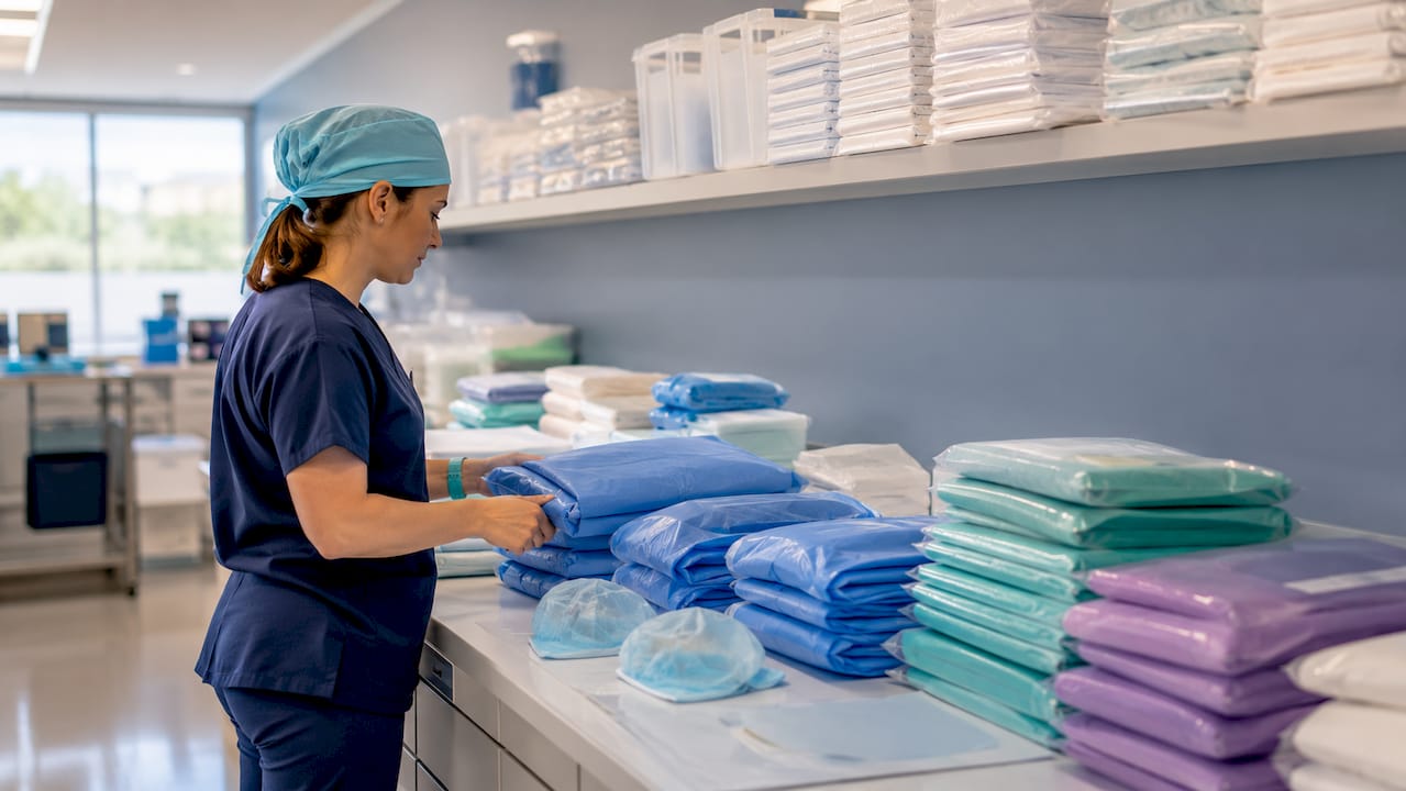 Sterile barrier surgical consumables on prep table