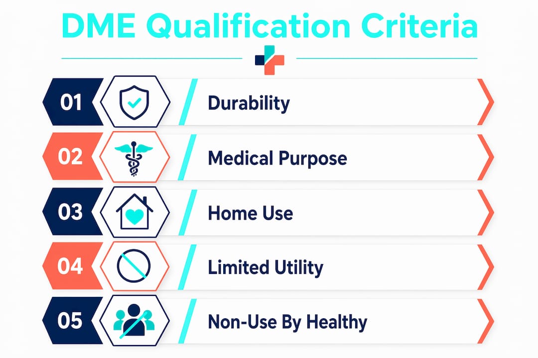 Infographic showing DME qualification criteria steps