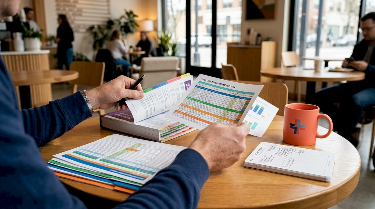 Hands sorting medical supply reimbursement codes
