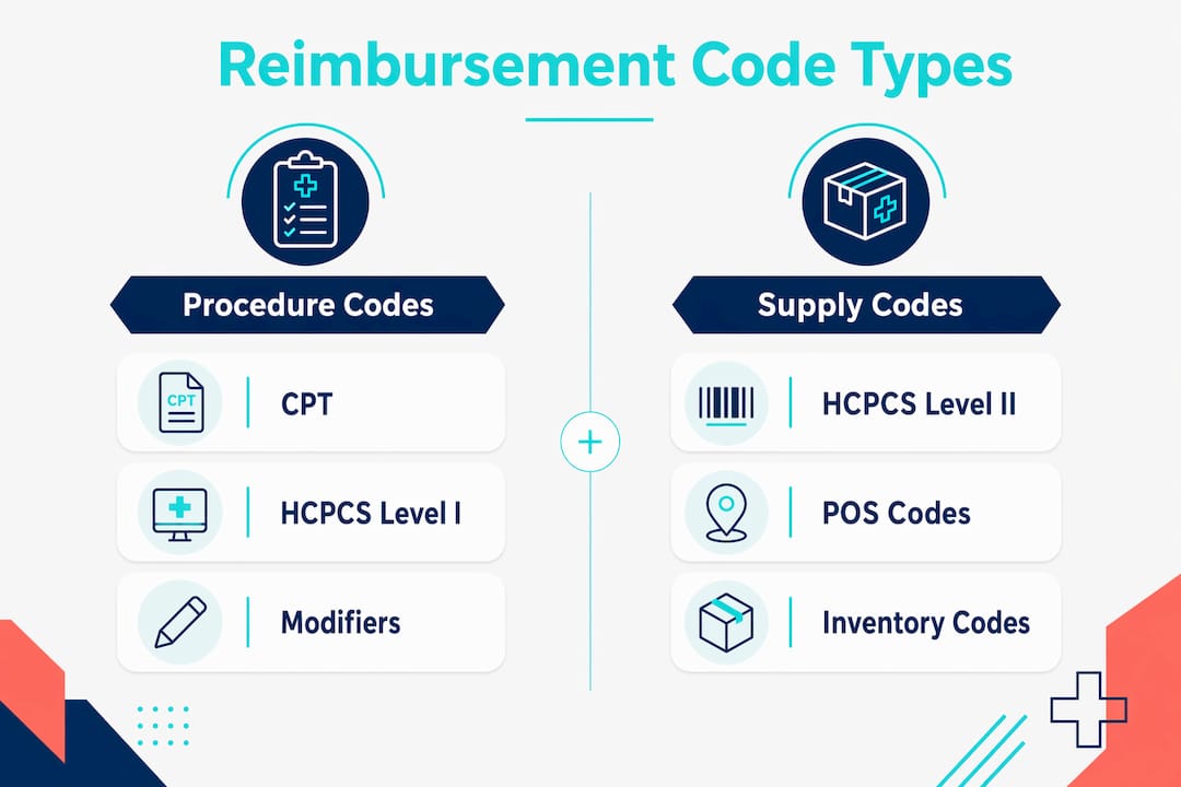 Comparison infographic of reimbursement code categories
