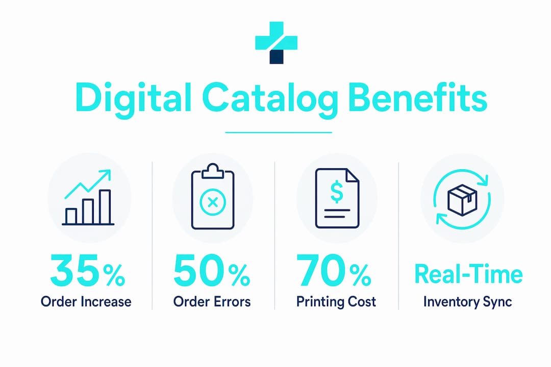 Infographic highlighting digital catalog operational benefits