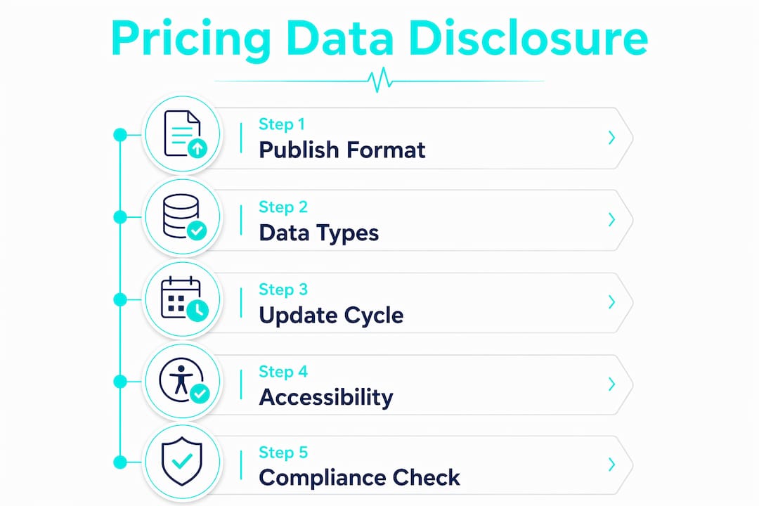 Infographic outlining steps for hospital pricing data compliance