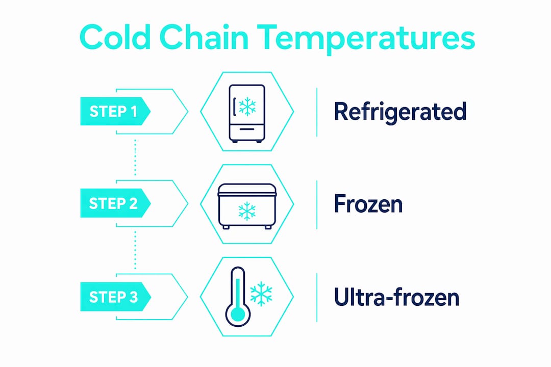 Infographic detailing cold chain temperature categories