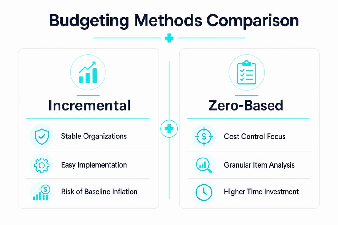 Infographic comparing incremental and zero-based budgeting methods