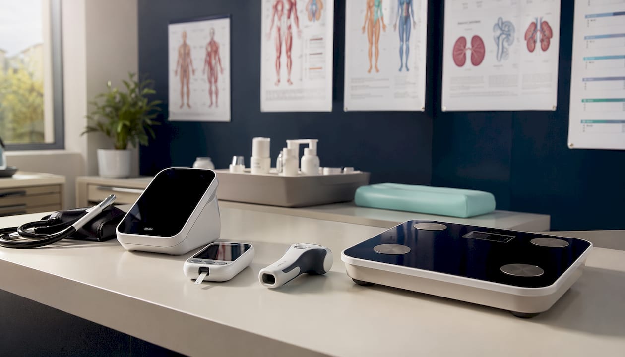 Close-up of diagnostic preventive care medical devices