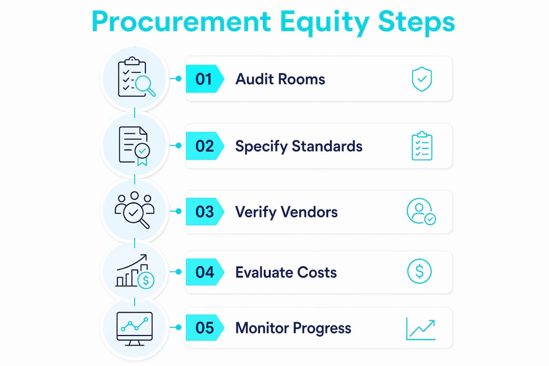 Infographic outlining procurement equity steps