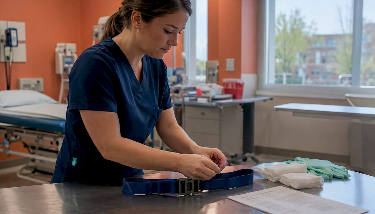 Hospital trauma tray with tourniquet and medical supplies