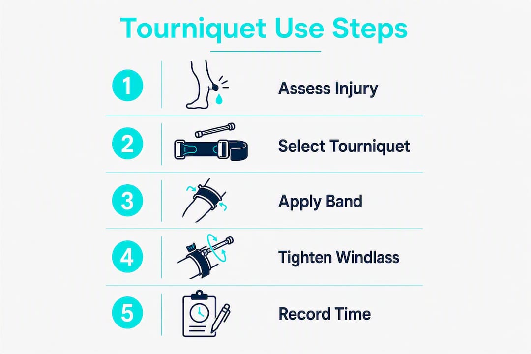 Infographic showing tourniquet application steps