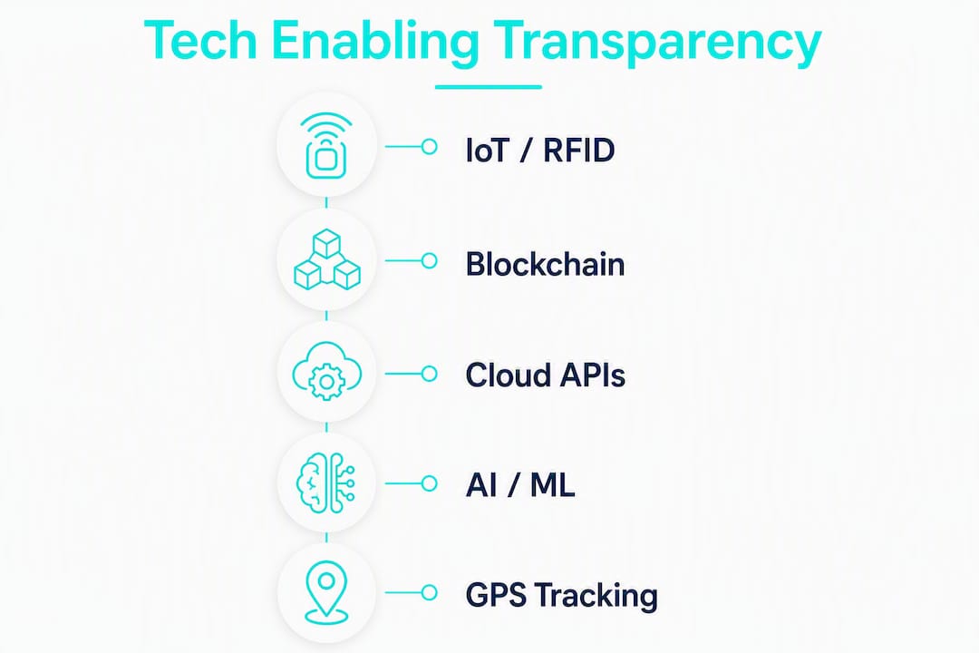 Infographic showing technologies enabling supply chain transparency