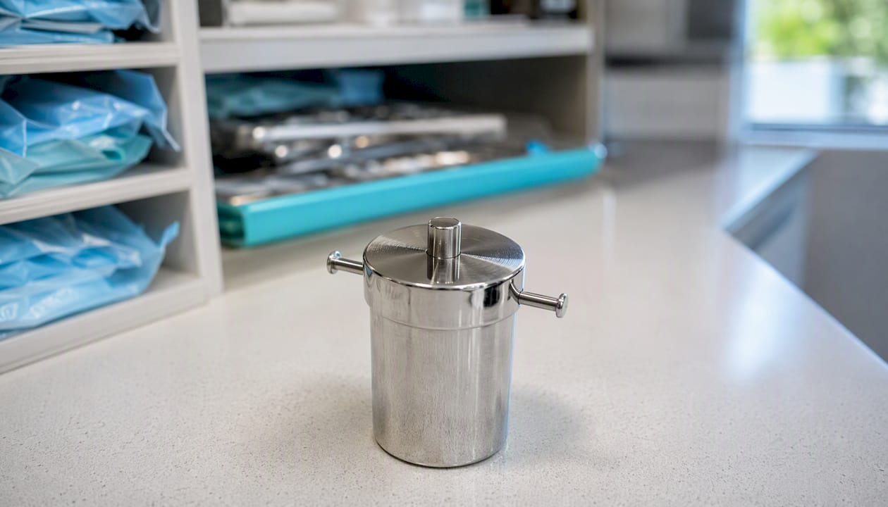 Stainless steel dental cotton roll holder detail