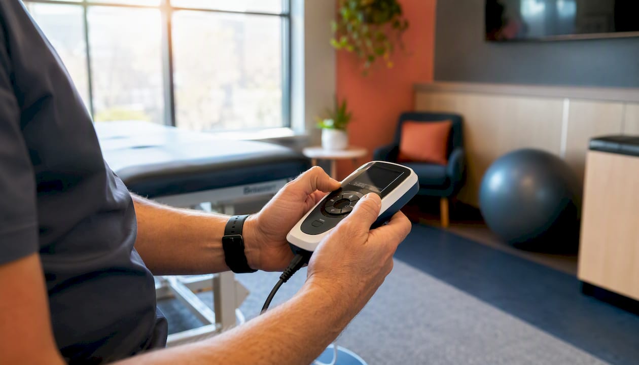 Hands testing handheld medical device ergonomics