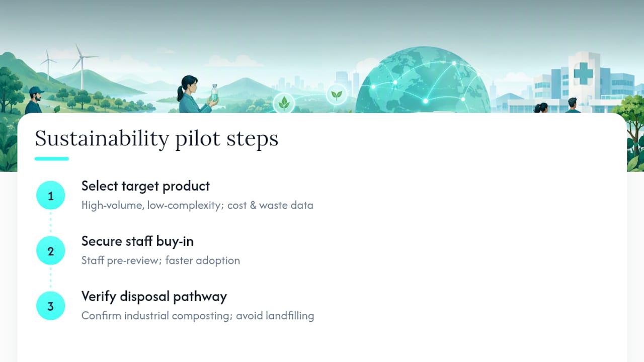 Diagram of sustainable procurement pilot steps and outcomes