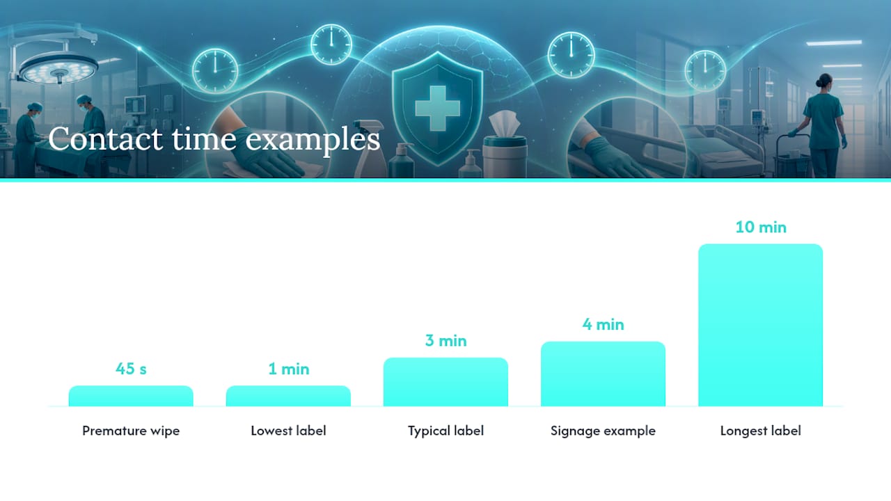 Diagram showing contact time effects on disinfection efficacy