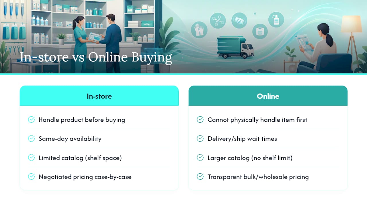 Should You Buy Surgical Supplies In-Store or Online? — overview diagram