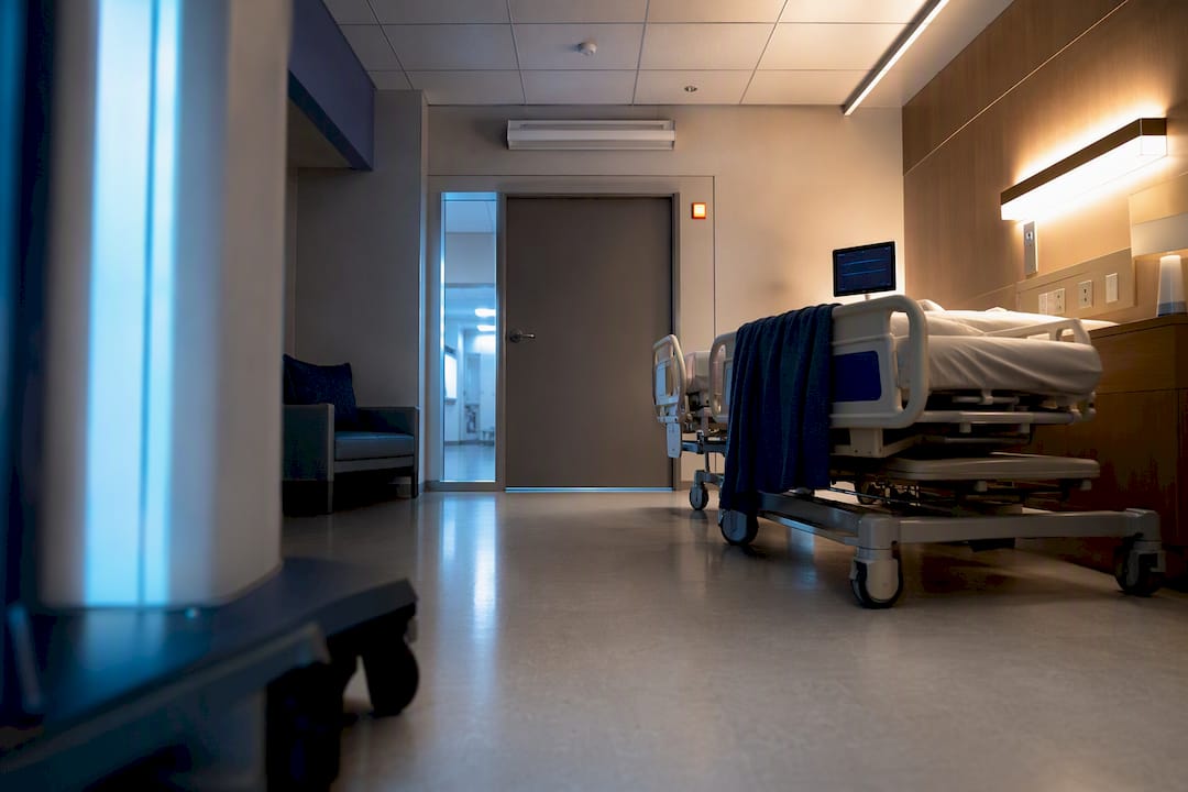Empty clinic room prepared for UV disinfection