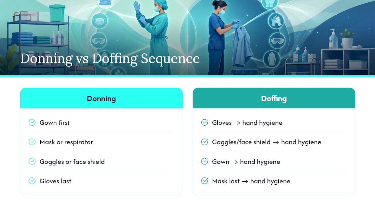 PPE donning and doffing sequence diagram