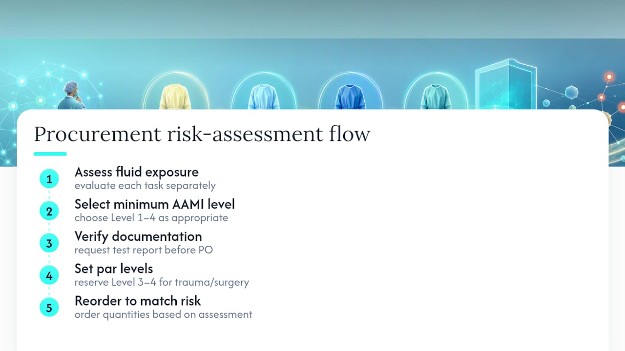 Task-based gown level procurement risk flow