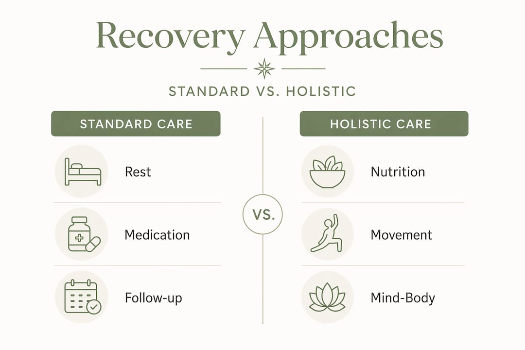 Infographic comparing standard and holistic recovery