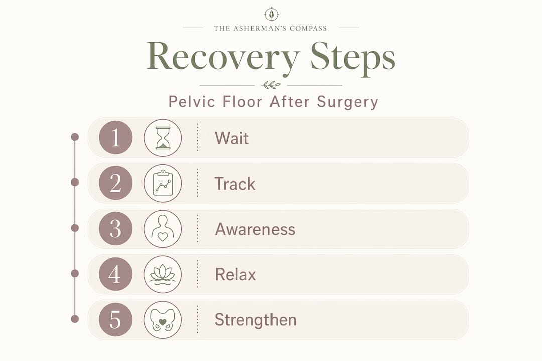 Infographic showing pelvic floor recovery stages
