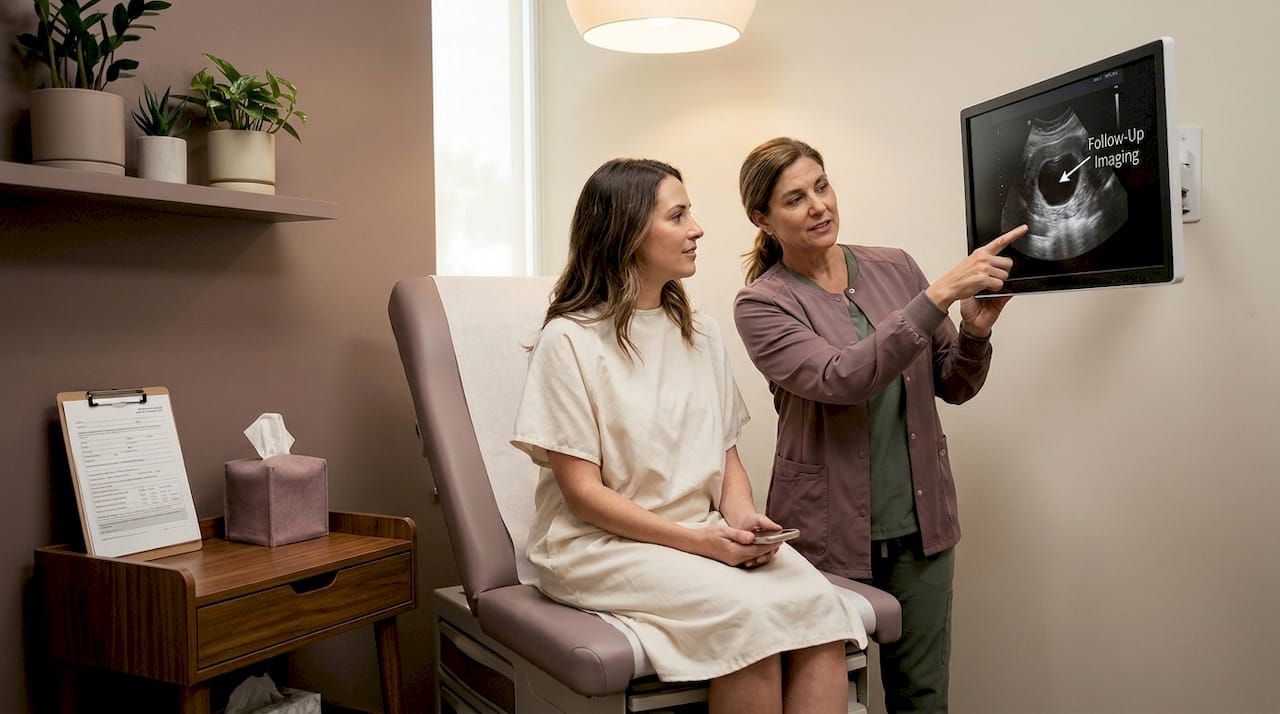 Patient reviewing follow-up ultrasound results