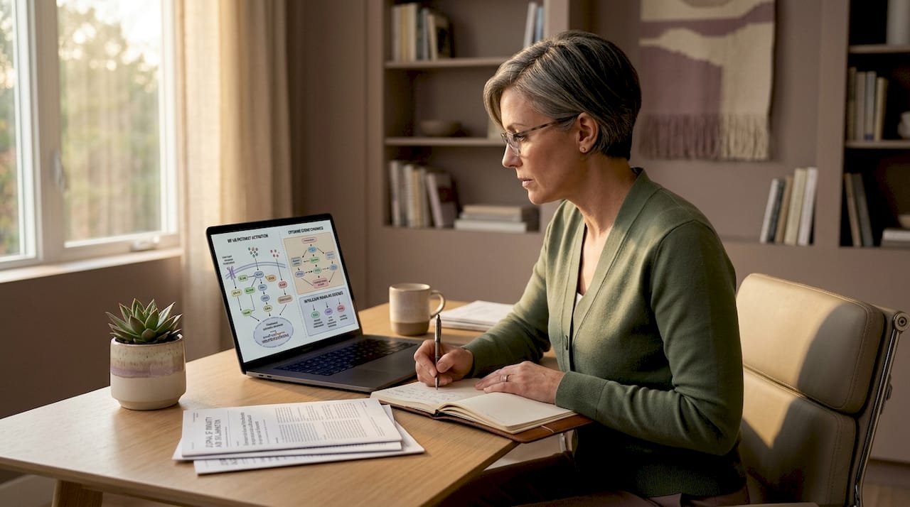 Researcher analyzing inflammatory pathway data